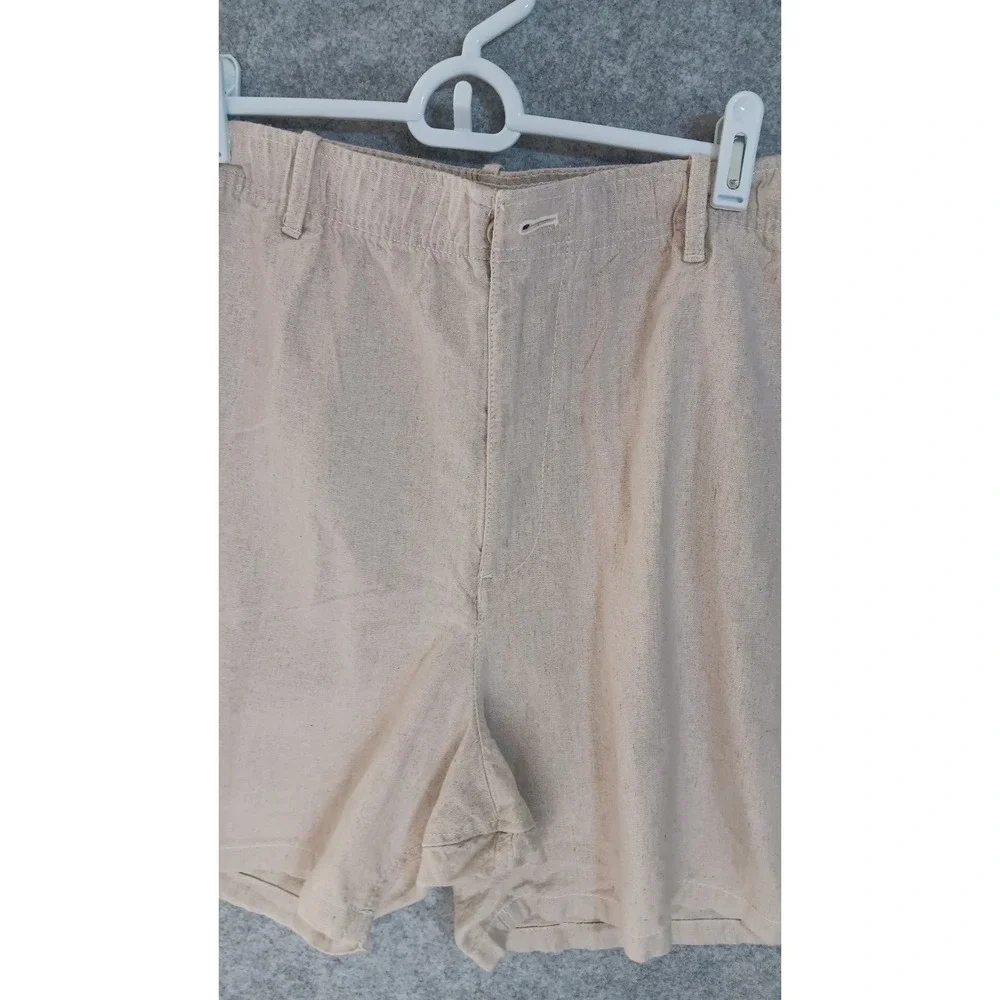 GAP Linen Blend Shorts XXL Tan Elastic Waist Summer Casual Lightweight